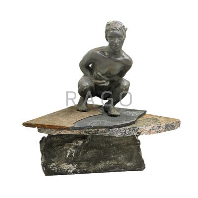 Appraisal: Nicolas Africano American b Camille Crouching Stone and lead high