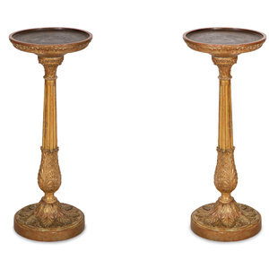 Appraisal: A Pair of Louis XVI Giltwood Pedestals th Century Height