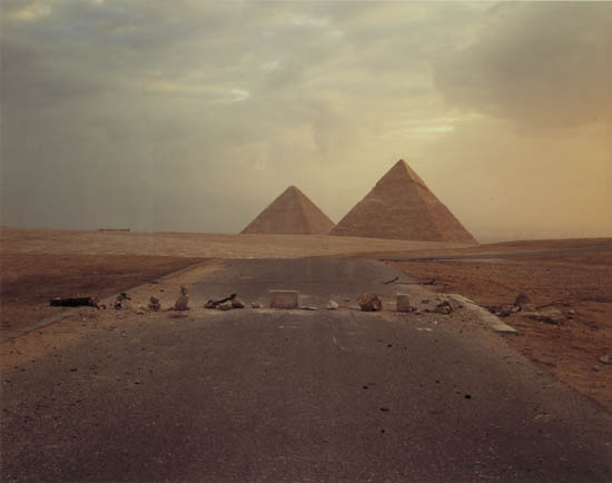 Appraisal: MISRACH RICHARD - Road Blockade and Pyramids Chromogenic print x