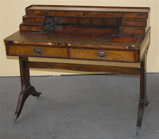 Appraisal: CARLTON HOUSE STYLE DESK Mahogany yewwood two part drawered top