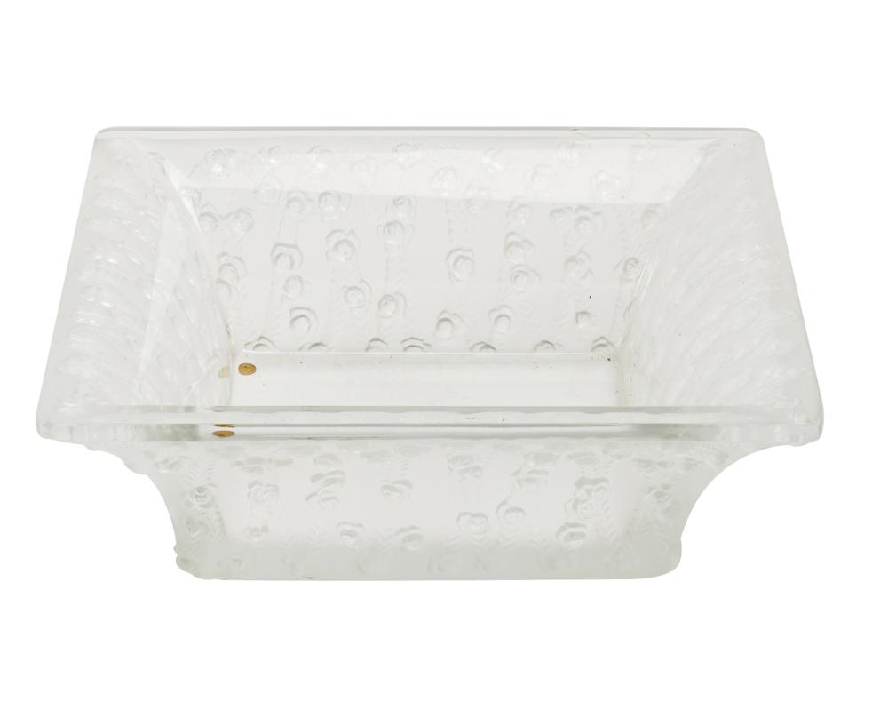 Appraisal: LALIQUE GLASS CENTER BOWLsigned Lalique France square with molded decoration