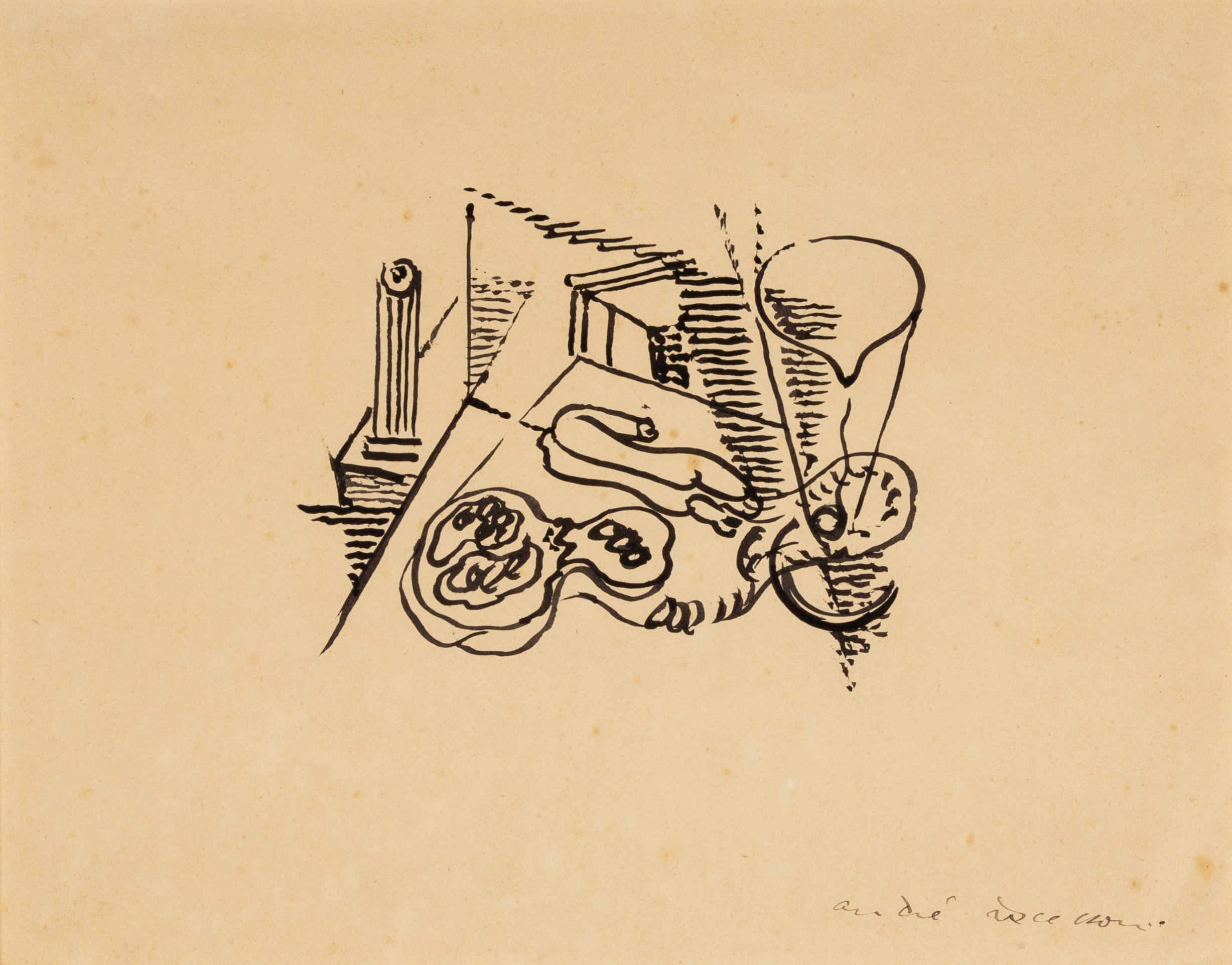 Appraisal: ANDRE MASSON FRENCH - DRAWINGS Ink on paper both artist