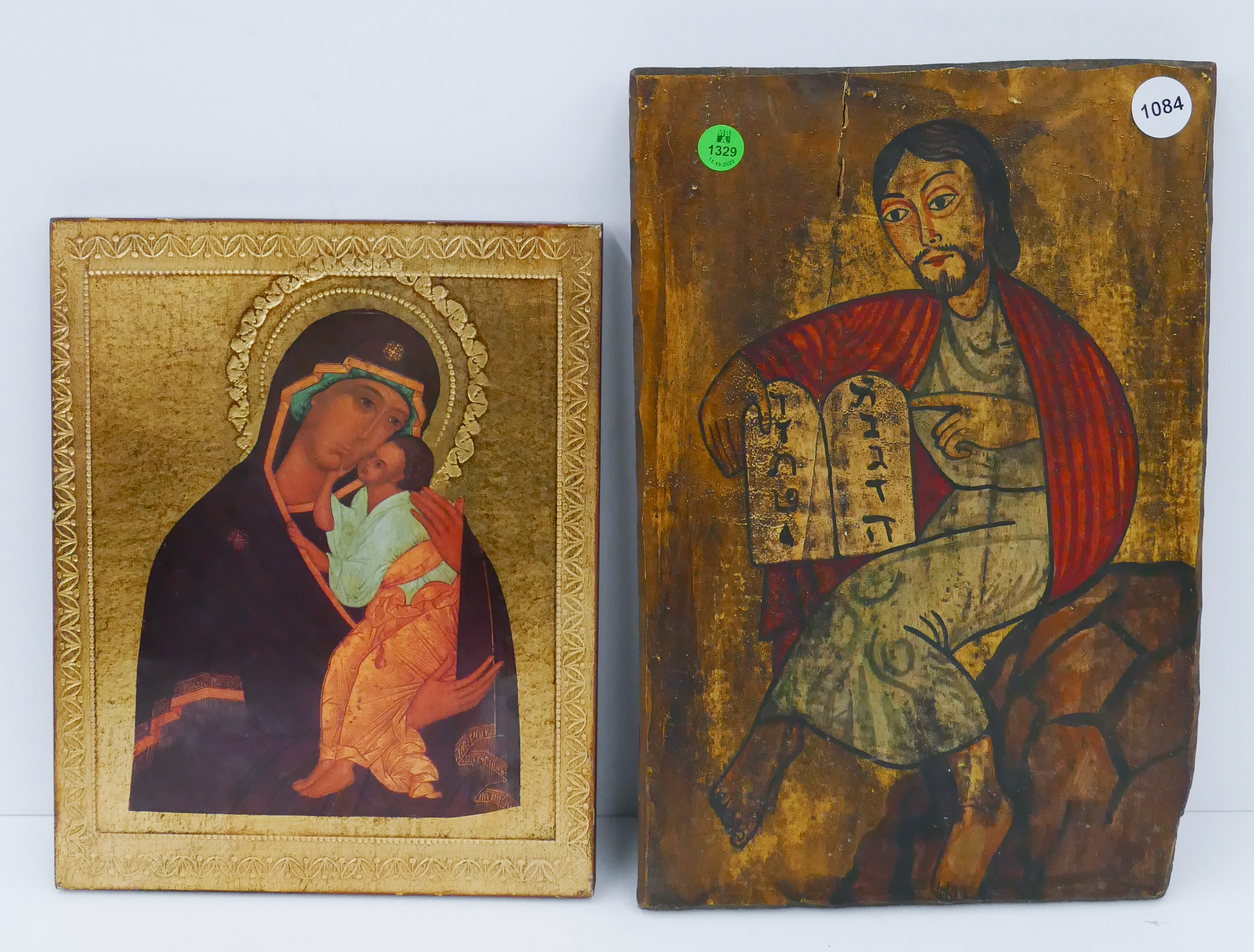 Appraisal: pc Wood Religious Icons- '' and ''