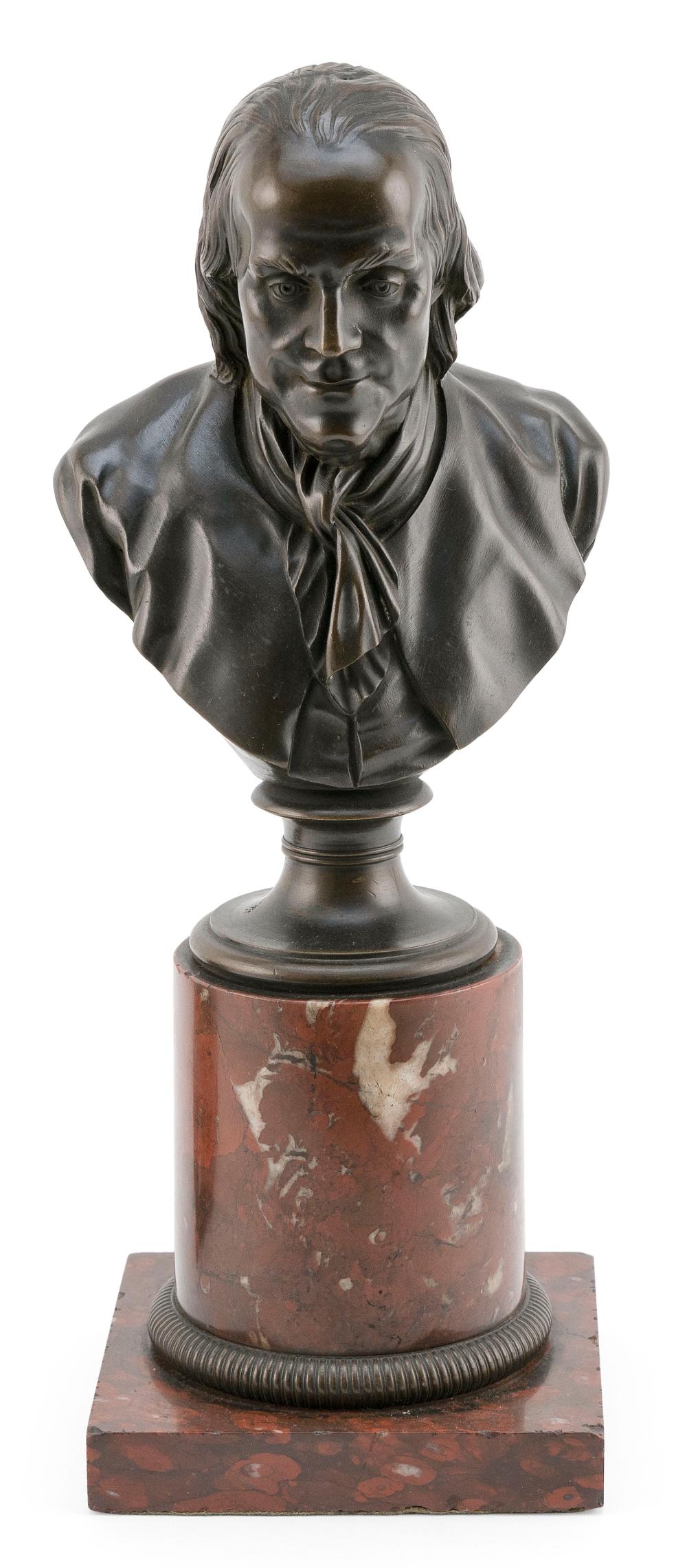 Appraisal: BRONZE BUST OF BENJAMIN FRANKLIN TH CENTURY TOTAL HEIGHT BRONZE