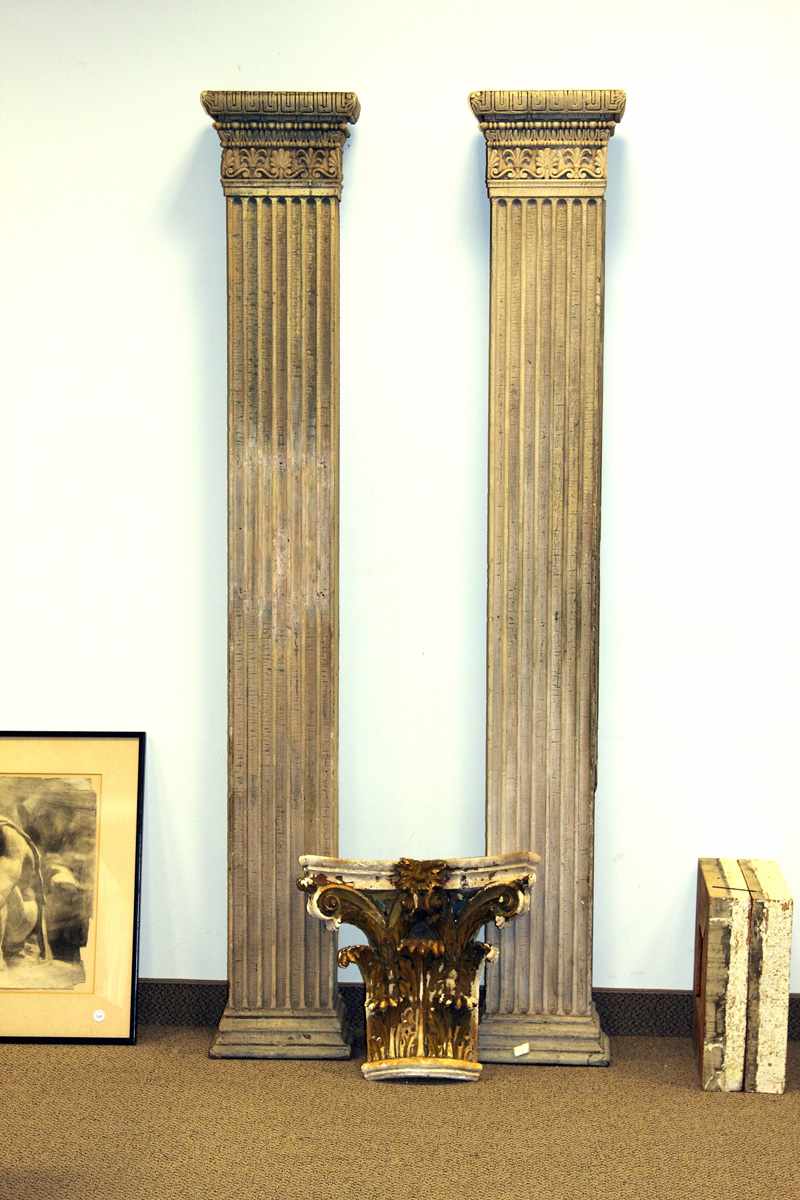 Appraisal: Pair of Fluted Carved Columns together w a plaster capital