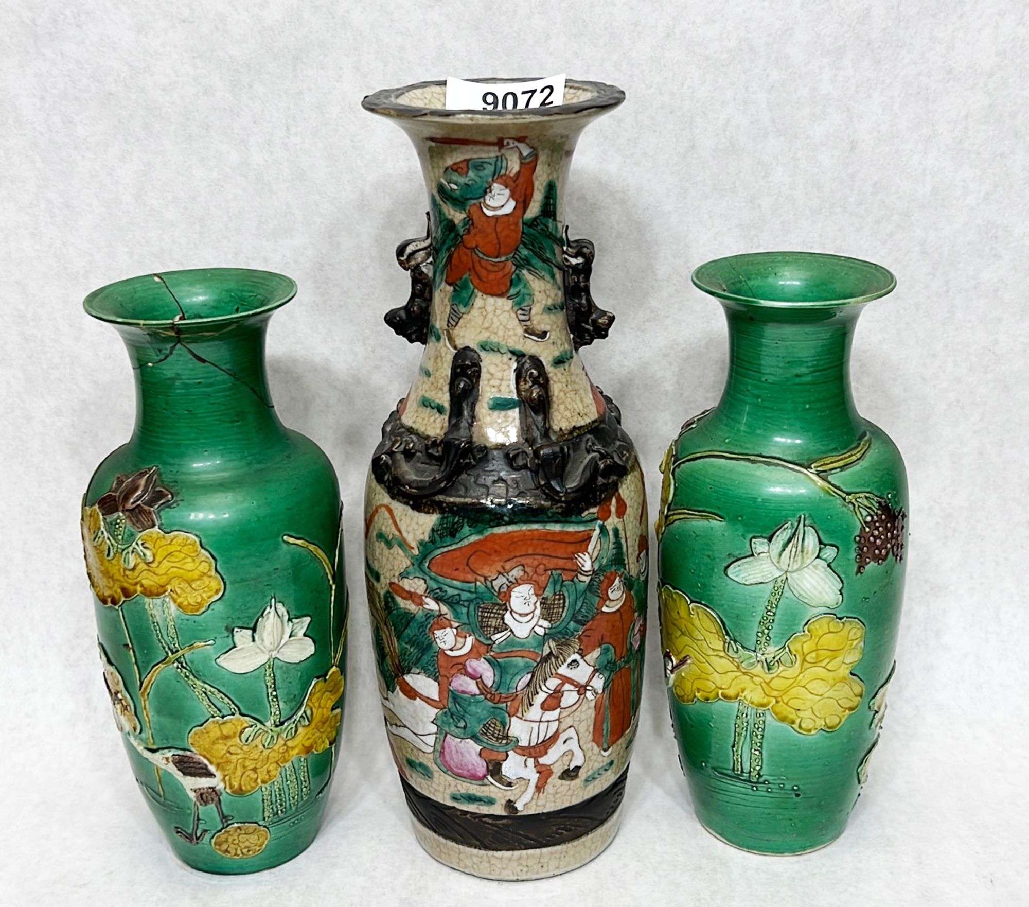 Appraisal: Chinese porcelain vasesTallest stands in height One green vase has