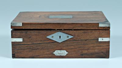 Appraisal: East India presentation box rosewood with dovetailed drawer with interior