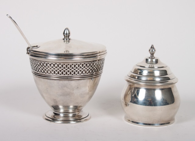 Appraisal: Three Tiffany Co sterling silver table articles including reticulated lidded