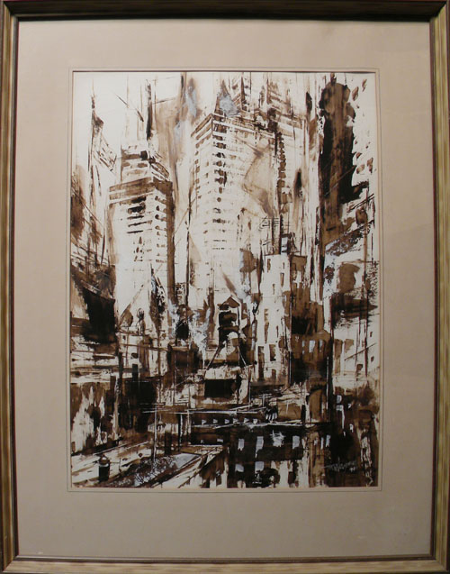 Appraisal: Richard Wagner American b watercolor cityscape signed lower right x