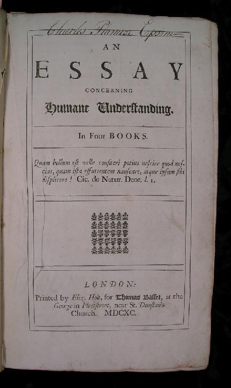 Appraisal: Locke John An Essay concerning Humane Understanding Eliz Holt for