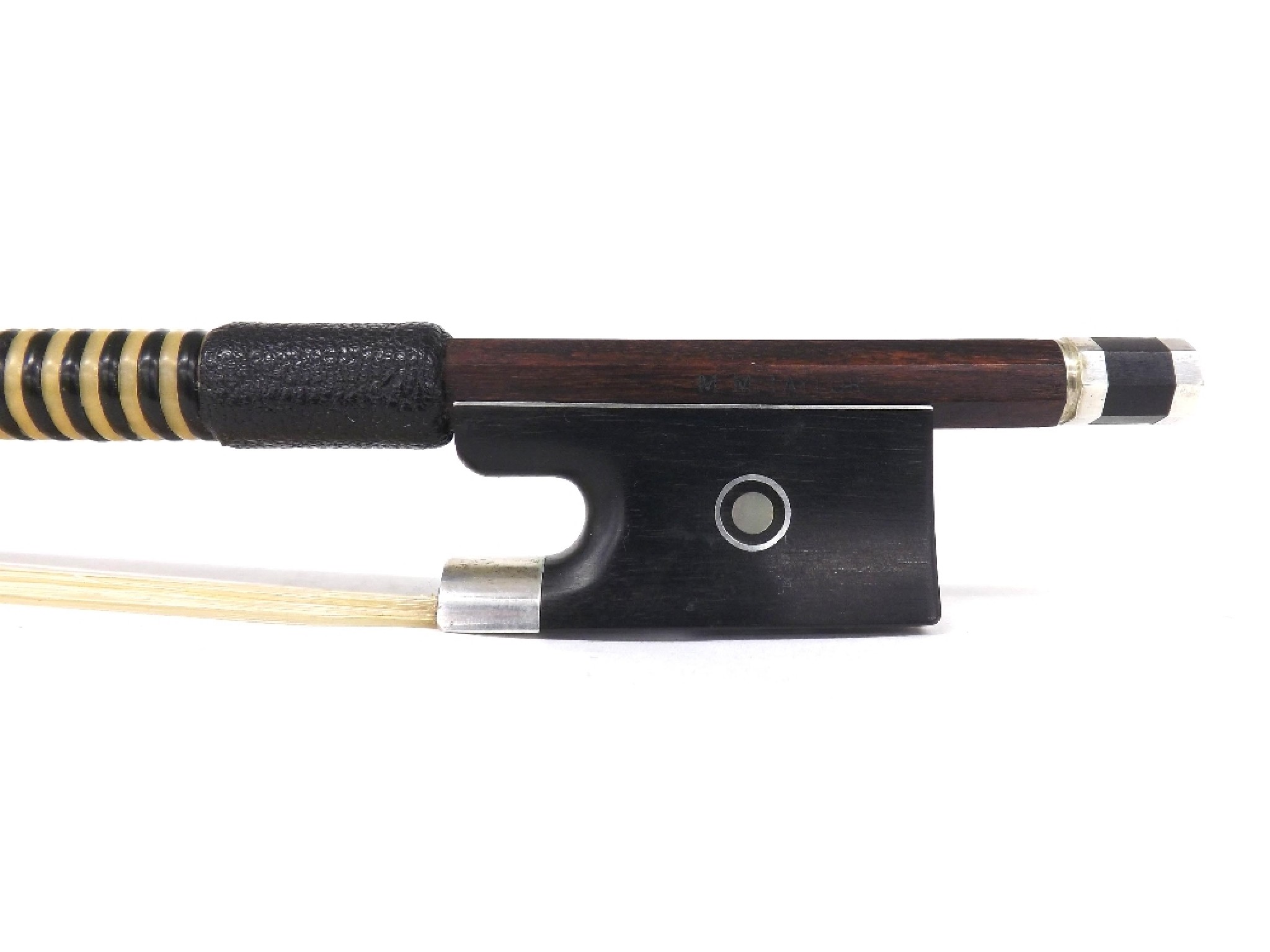 Appraisal: English silver mounted violin bow by and stamped M M