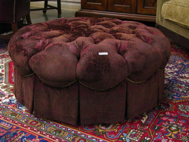 Appraisal: Henredon Tufted Upholstered Ottoman with dark burgundy tone on tone