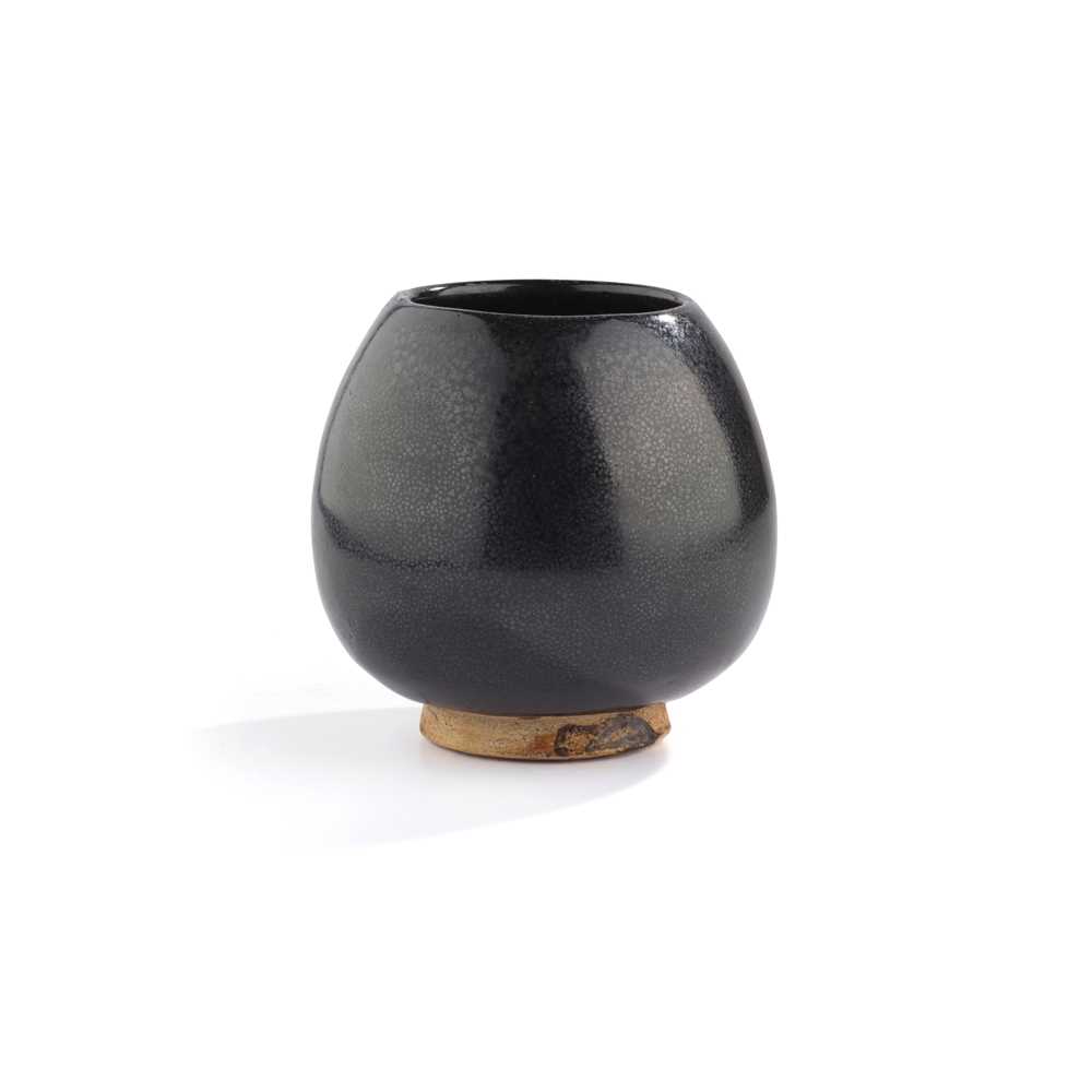 Appraisal: BLACK-GLAZED 'OIL-SPOT' LOTUS-BUD SHAPED WATER POT SONG TO MING DYNASTY