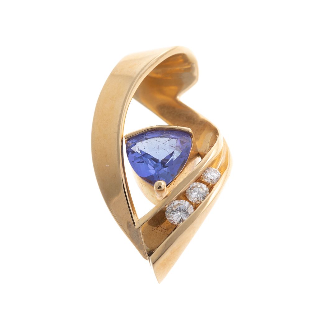 Appraisal: A Tanzanite Diamond Slide Pendant in K K yellow gold