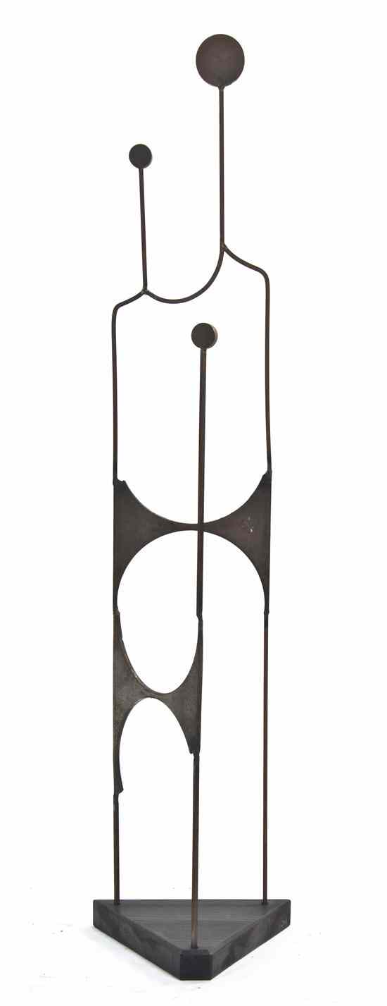 Appraisal: A Contemporary Bronze Sculpture of abstract geometric form set on