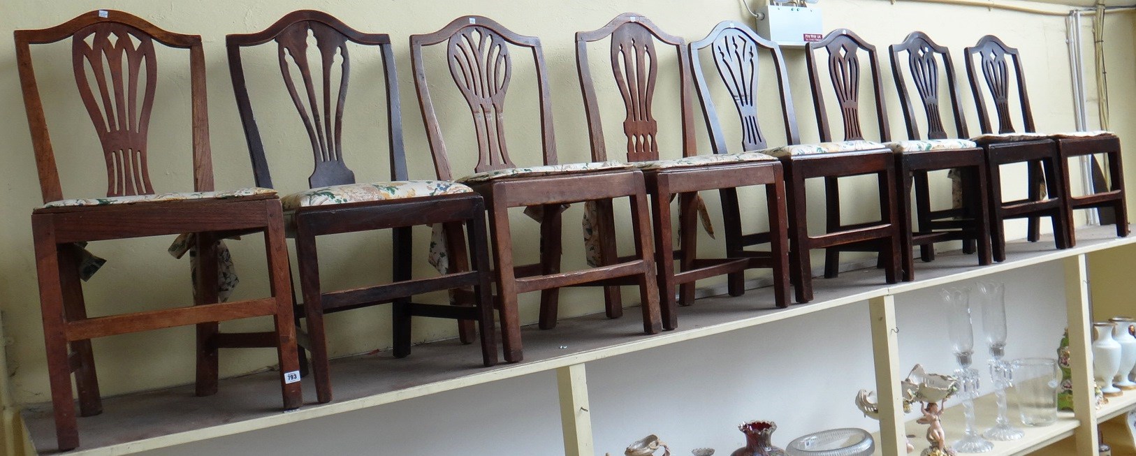 Appraisal: A matched set of eight th century oak dining chairs