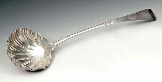 Appraisal: A GEORGE III SILVER OLD ENGLISH PATTERN SOUP LADLE with