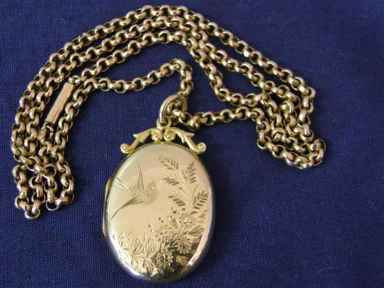 Appraisal: ct gold oval locket on belcher link neck-chain