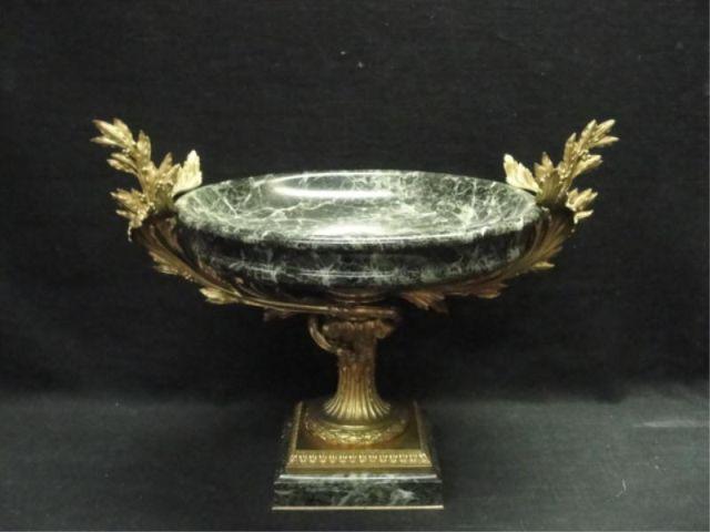 Appraisal: Gilt Metal and Green Veined Marble Tazza From a Greenwich