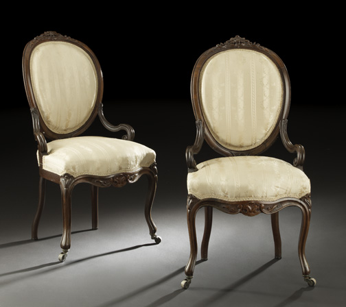 Appraisal: Pair of Napoleon III Rosewood Sidechairs third quarter th century