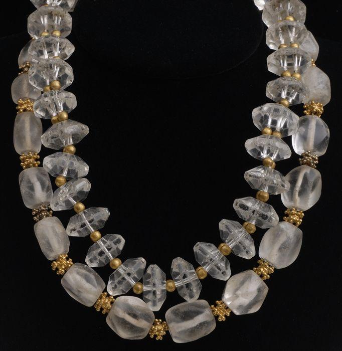 Appraisal: TWO ROCK CRYSTAL AND GOLD BEAD NECKLACES in and in