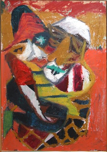 Appraisal: Artist Possibly Paul S Title Abstract Clowns Date Medium oil