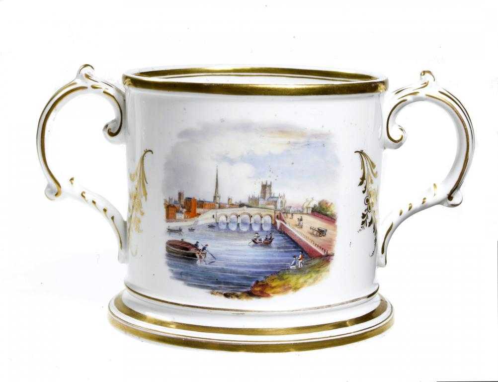 Appraisal: A DATED GRAINGER WORCESTER TWO HANDLED CUP printed and painted