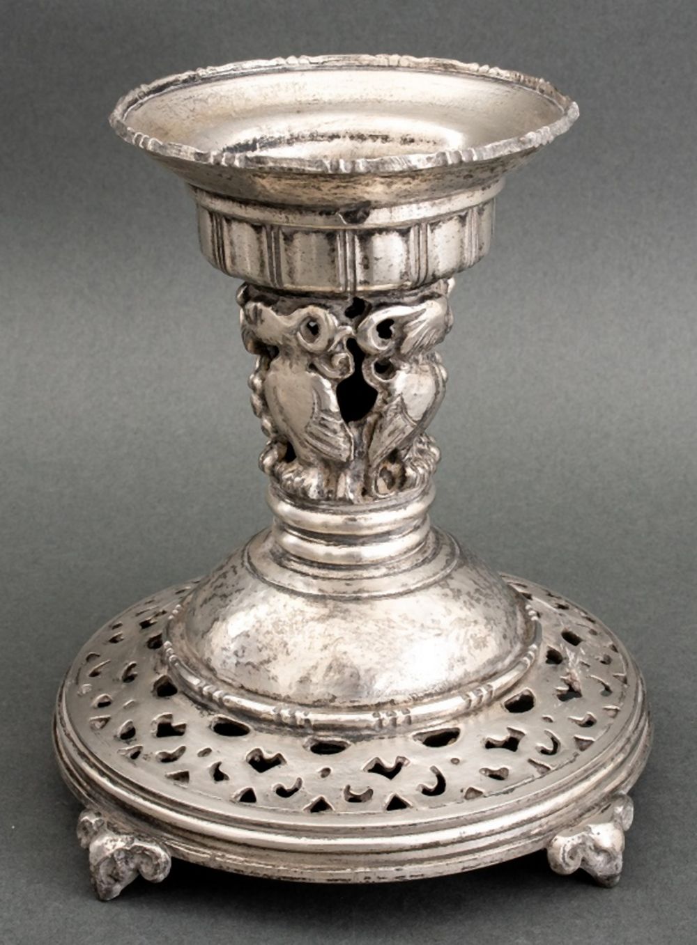 Appraisal: OSCAR B BACH STUDIOS SILVERPLATE CANDLE HOLDER Oscar B Bach