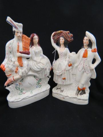 Appraisal: Staffordshire Pottery Figurines couples to