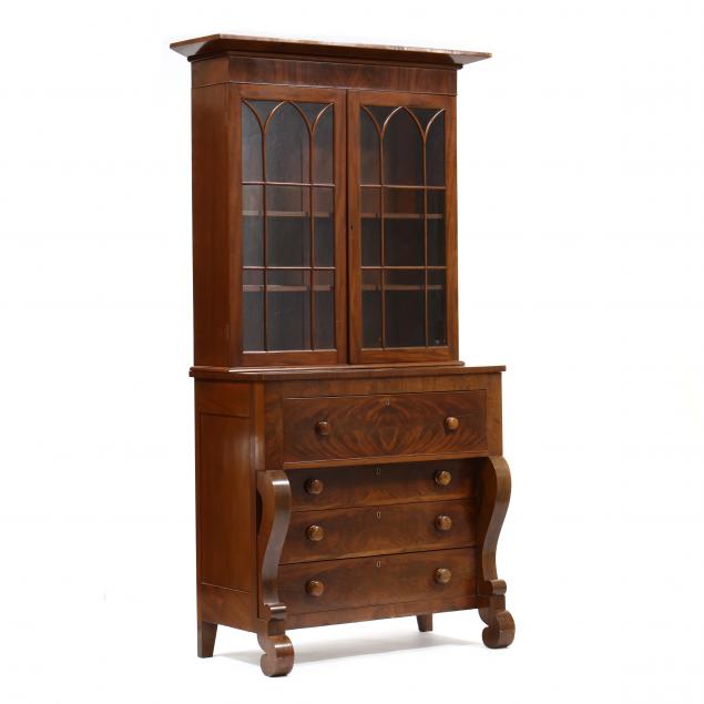 Appraisal: SOUTHERN LATE CLASSICAL MAHOGANY DESK AND BOOKCASE Attributed to Happy