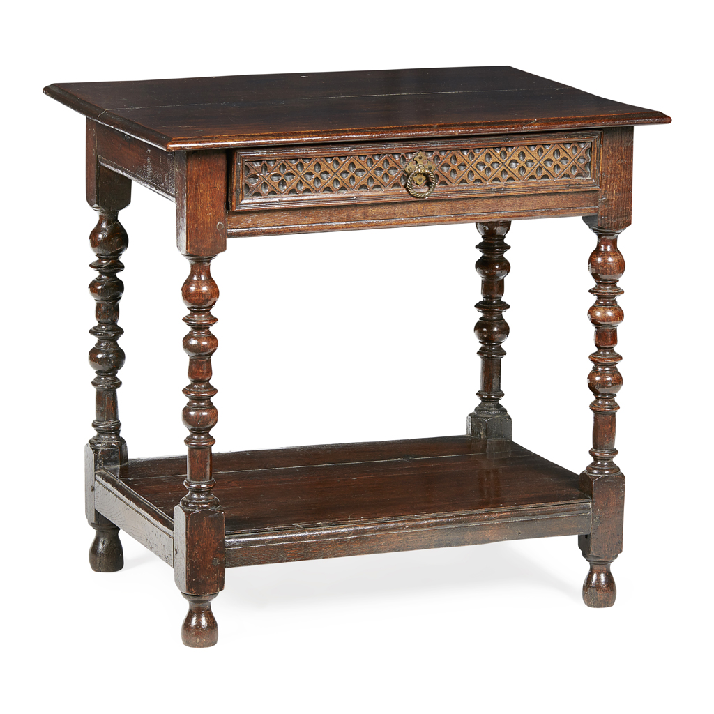 Appraisal: WILLIAM AND MARY CARVED OAK SIDE TABLE LATE TH CENTURY