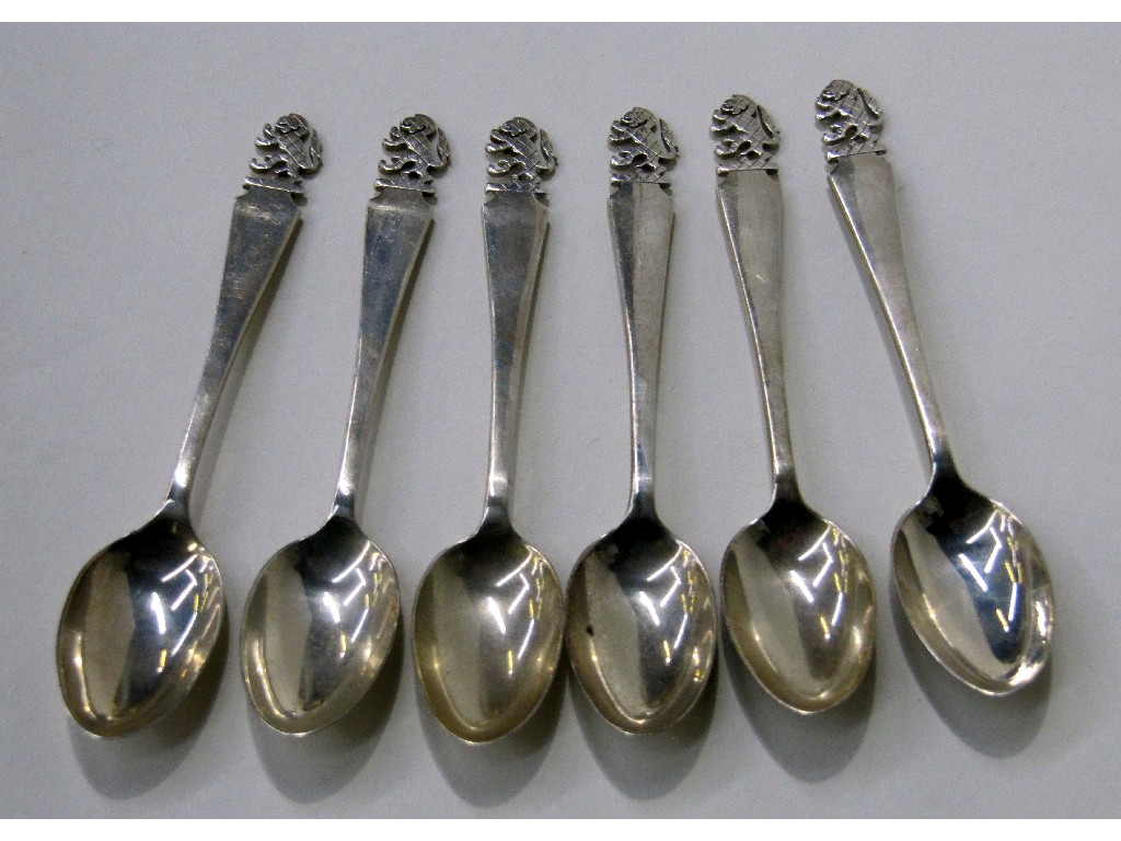 Appraisal: Set of six Empire Exhibition silver spoons with Rampant Lion