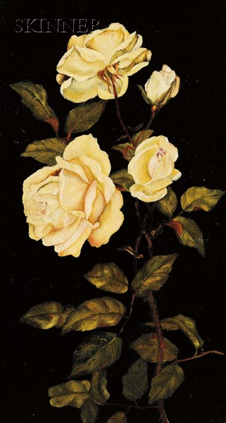 Appraisal: Anglo-American th Century White Roses Unsigned Oil on panel x