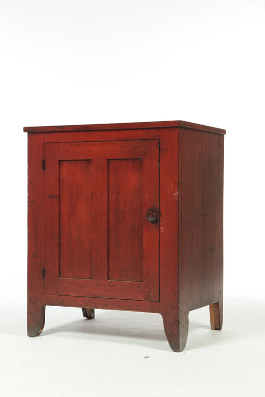 Appraisal: DIMINUTIVE CUPBOARD Probably Midwestern mid th century walnut and chestnut