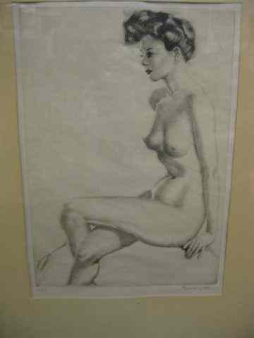 Appraisal: Morris Harvey Hobbs Etching ''Becky'' seated nude well listed artist