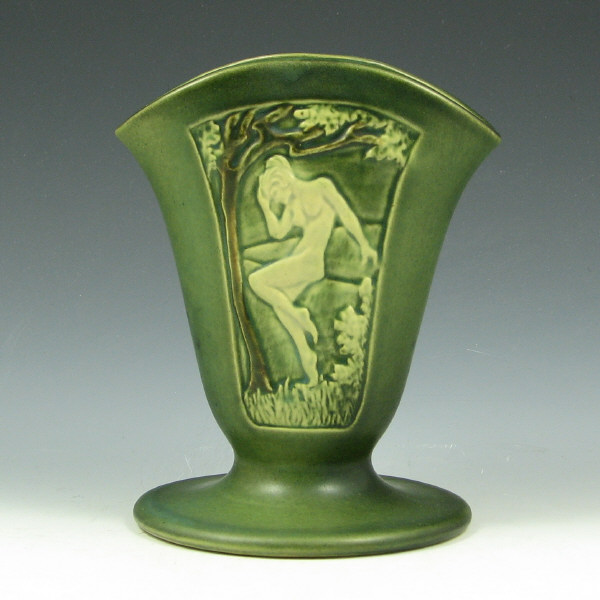 Appraisal: Roseville Nude Panel Fan Vase - Mint Roseville green nude