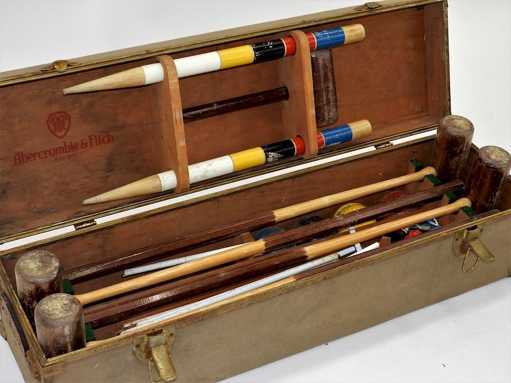 Appraisal: Antique Abercrombie Fitch London Croquet Set London Circa Canvas cover