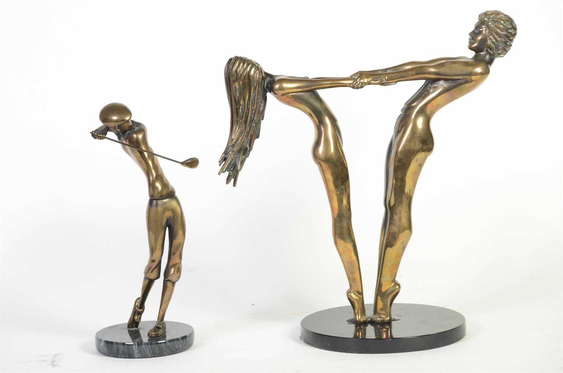 Appraisal: TWO THOMAS BENNETT BRONZES B A couple dancing along side