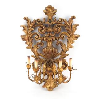 Appraisal: Baroque style Carved Gilt Wood and Gilt Tole Four Light