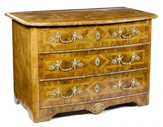 Appraisal: CHEST OF DRAWERS Baroque Germany or Switzerland th c Walnut