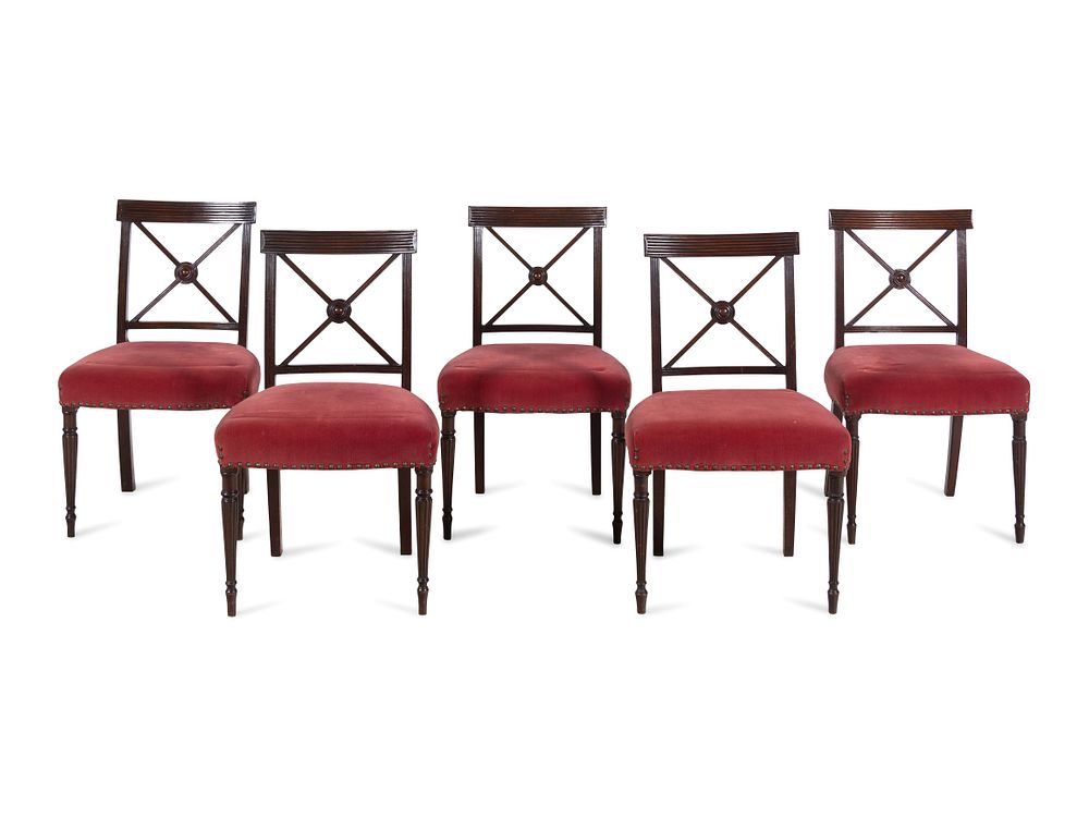 Appraisal: A Set of Five Regency Mahogany Side Chairs A Set