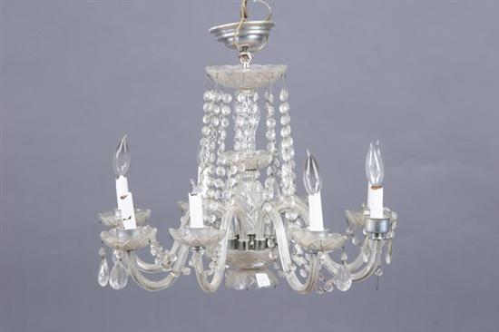 Appraisal: LOUIS XVI STYLE CRYSTAL CHANDELIER th century Scalloped canape suspending