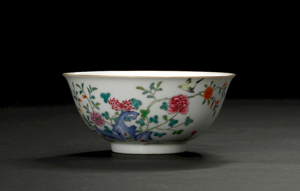 Appraisal: Famille Rose 'Peony' Bowl With deep rounded sides resting on