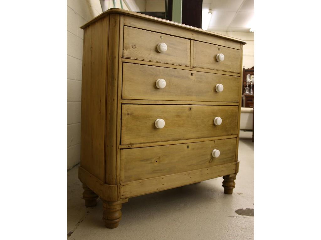 Appraisal: Victorian stripped pine chest of drawers fitted with two short