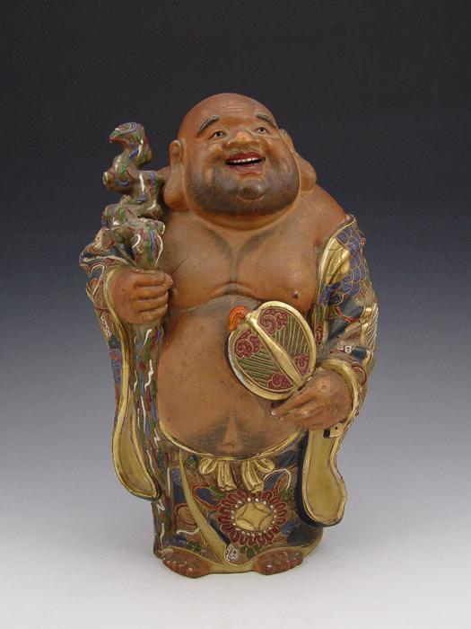 Appraisal: JAPANESE SATSUMA EARTHENWARE BUDDHA '' h x ''