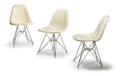 Appraisal: Three wire chairs Charles and Ray Eames american - -