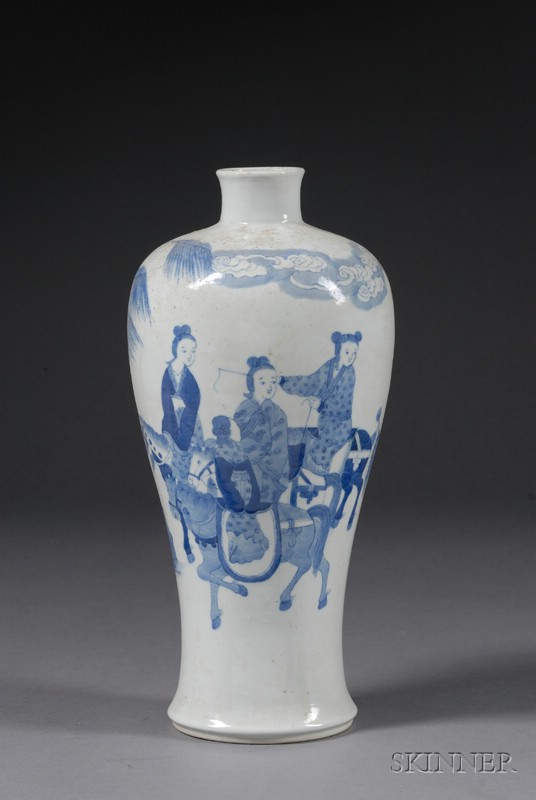 Appraisal: Porcelain Vase China th century Meiping form underglaze blue decoration