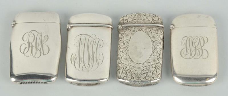 Appraisal: Lot Of Sterling Silver Match Safes Or Vestas All four