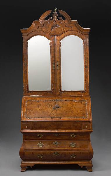 Appraisal: A Dutch Baroque walnut secretary cabinet first half th century