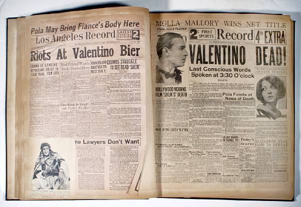 Appraisal: A Rudolph Valentino scrapbook compiled by a fan - s